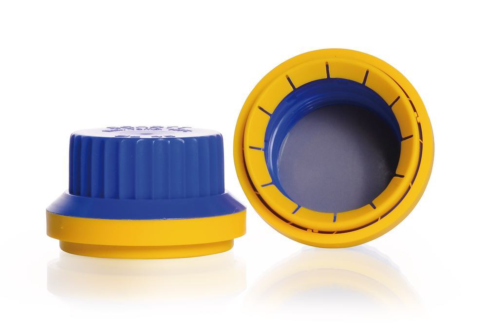 Original seal, GL 45, blue, PP, yellow tamper-pr. ring, PTFE/silic. seal - Luminix Health