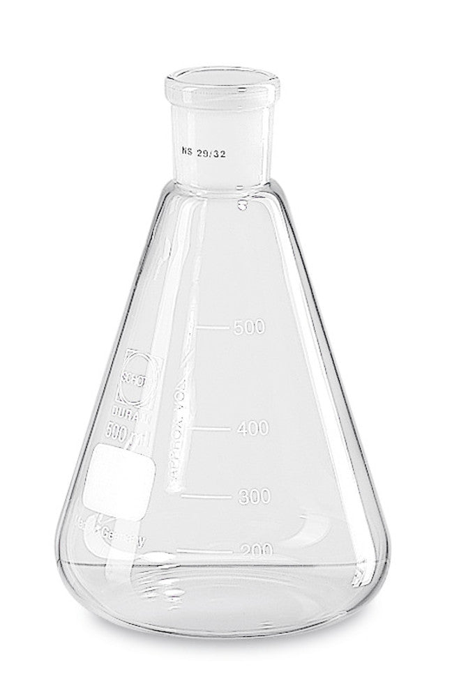 Erlenmeyer flasks, DURAN®, 100 ml, joint 14/23, DIN 12387, Ø 64 mm, H 105mm - Luminix Health
