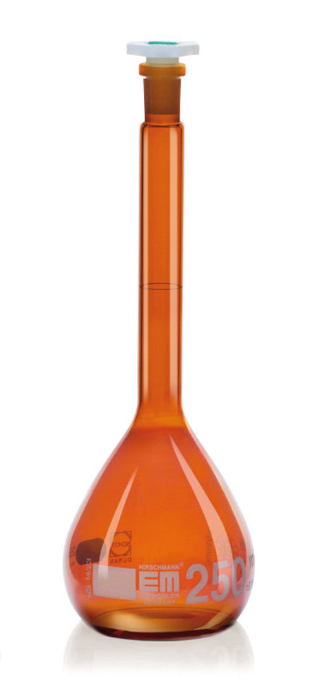 Volumetric flasks, cl. A, DURAN®, 5 ml, PE-stopper, joint 10/19, amber glass - Luminix Health