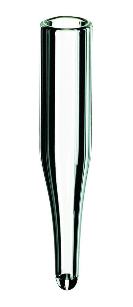 Micro-inserts, borosilicate glass,, clear glass, conical 15 mm tip, 0.1 ml - Luminix Health