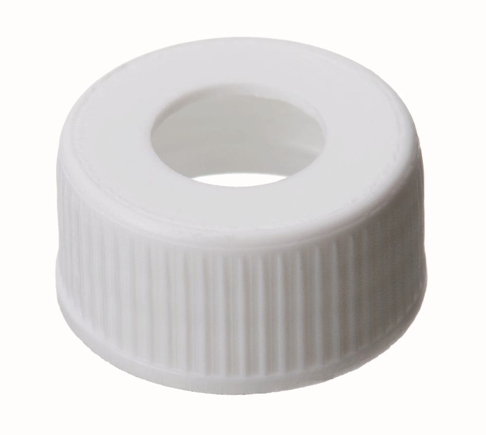 Screw caps, PP, white, ND24, borehole Ø 15 mm, without septum, 100 unit(s) - Luminix Health