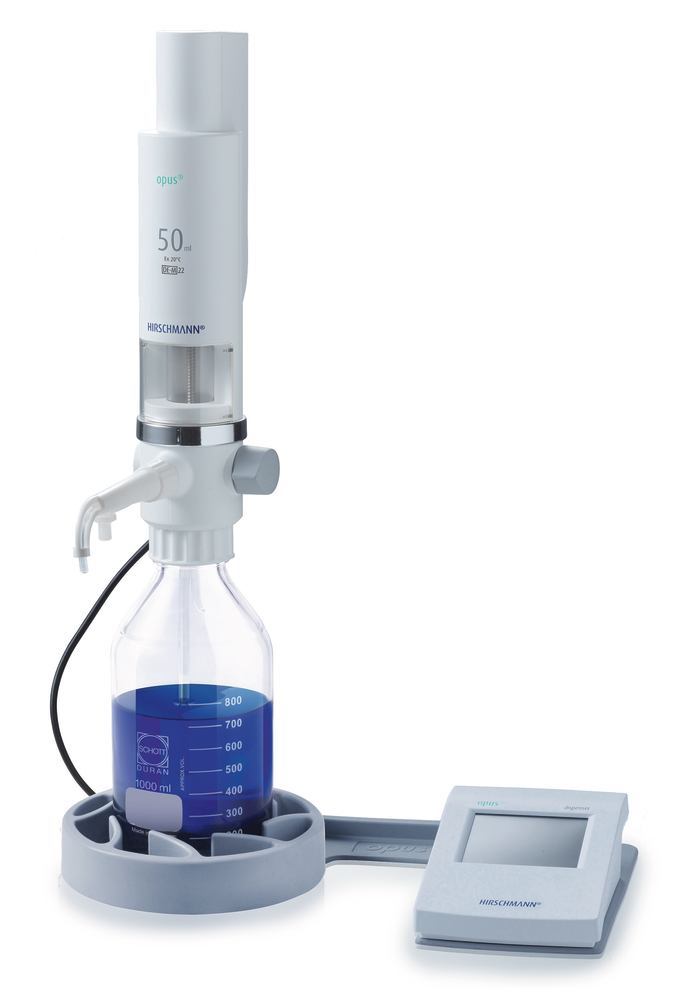 Digital dispenser opus® dispenser 50 ml, 1.0 to 500 ml, < 2µl, W 63xD 80xH 320mm - Luminix Health