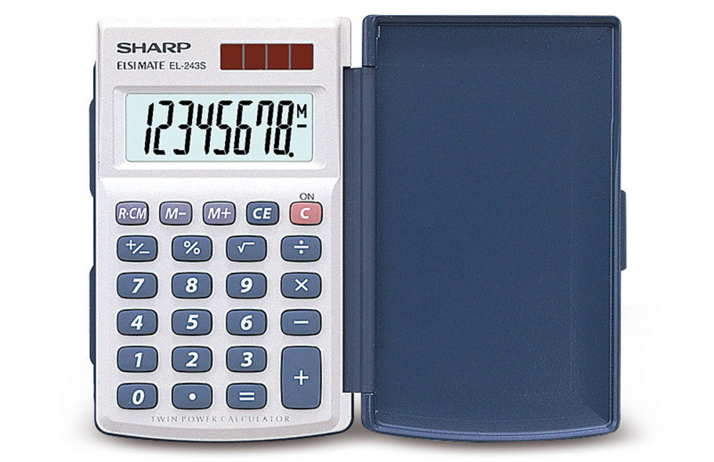 Solar-standard calculator Sharp EL-243S, 11x104x64mm, 51 g, 8-digit LCD-display - Luminix Health