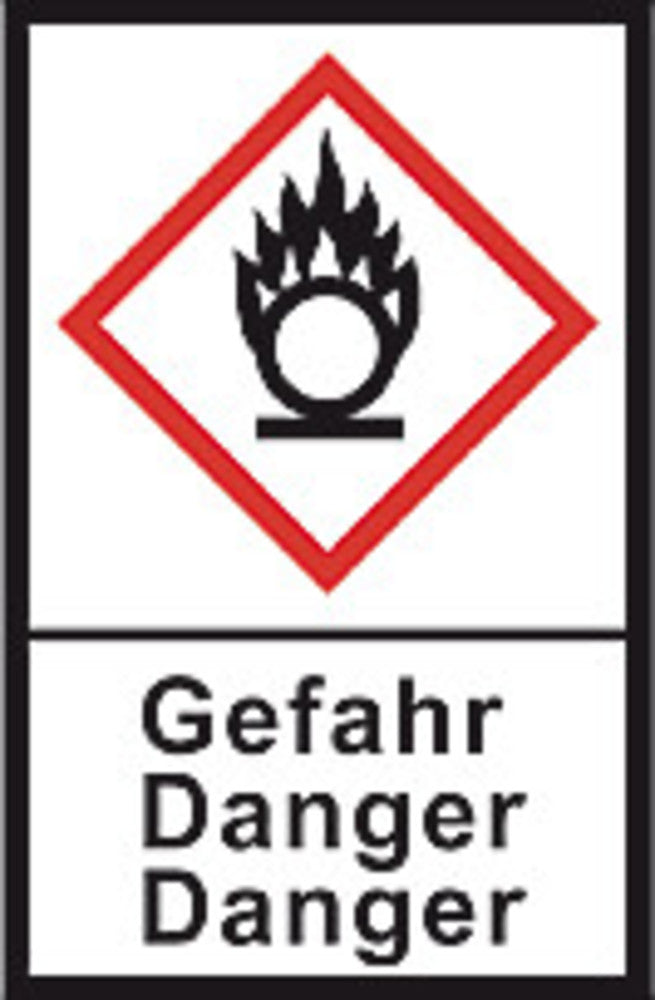 GHS-warning labels, PE-foil, GHS03, danger, flame o. circle, 100µm, 22x30mm - Luminix Health