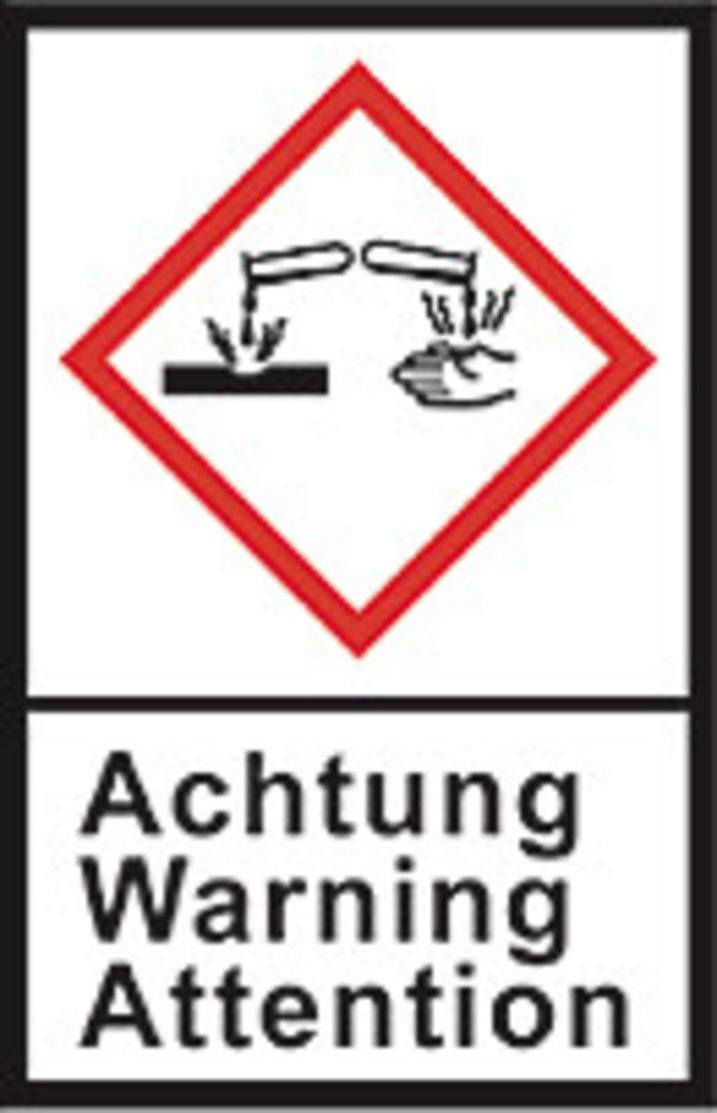 GHS-warning labels, PE-foil, GHS05, warning, chem. burns ,100 µm, 22x30 mm - Luminix Health