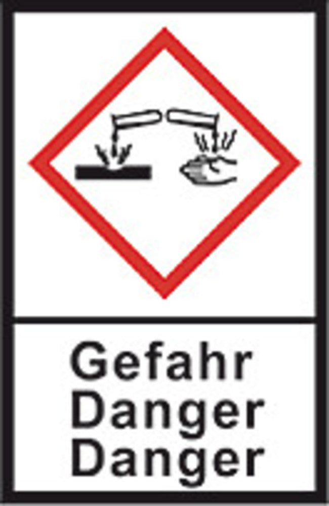 GHS-warning labels, PE-foil, GHS05, danger, chem. burns, 100 µm, 27x40 mm - Luminix Health