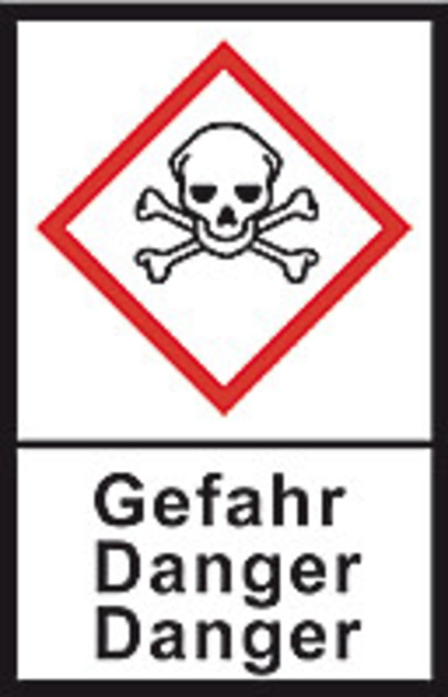 GHS-warning labels, PE-foil, GHS06, danger, skull + crossbon. 100µm, 22x30mm - Luminix Health