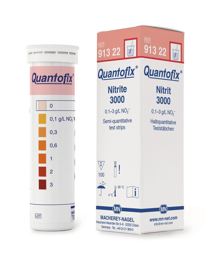 Quantofix® test strips, nitrite, L 95 x W 6 mm, 0-100-300-600-1000-2000-3000 - Luminix Health