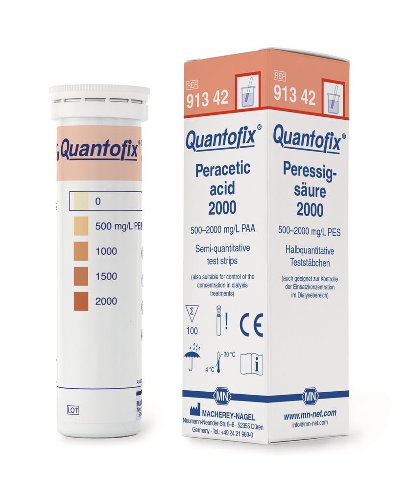 Quantofix® test strips, per acetic acid, L 95 x W 6 mm, 0-500-1000-1500-2000 - Luminix Health