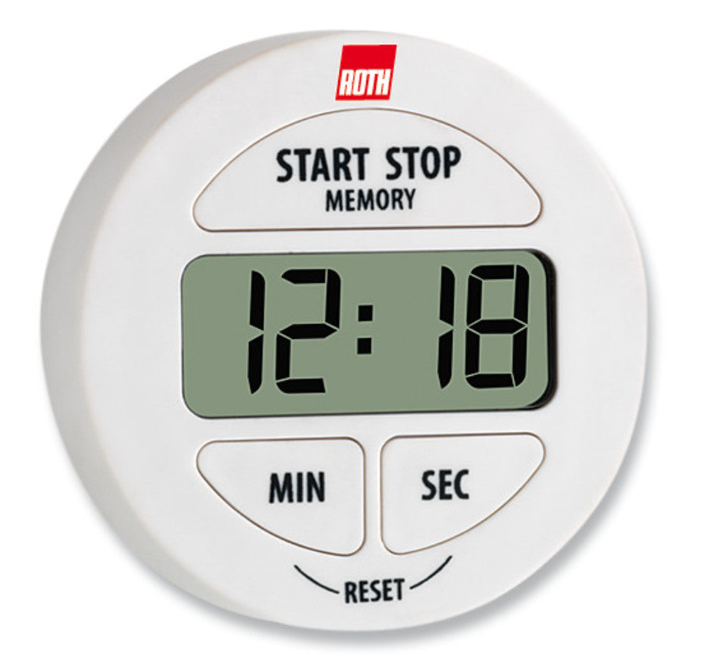 Rotilabo®-count-down/count-up timer, white, 4-digit display, Ø 55 x D 15 mm - Luminix Health