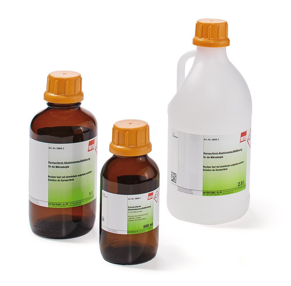 Nuclear fast red aluminium sulphate, solution 0.1 %, for microscopy, 500 ml - Luminix Health