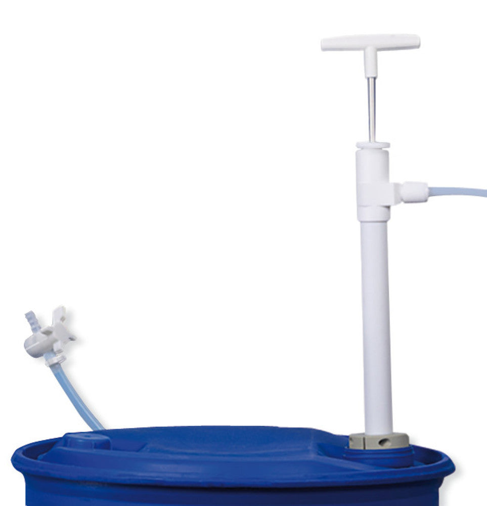 Image of PTFE barrel pump with drainage hose