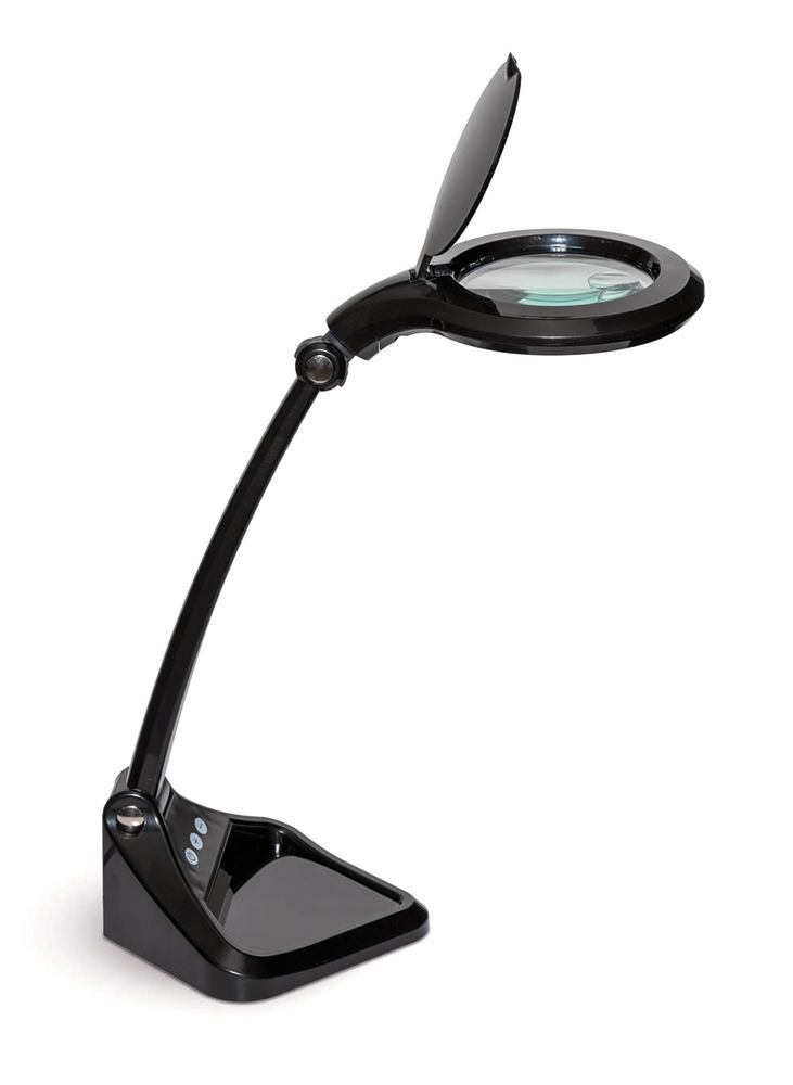 LED magnifier lamp, compact, black, 3 dioptre glass lens, 1 unit(s) - Luminix Health