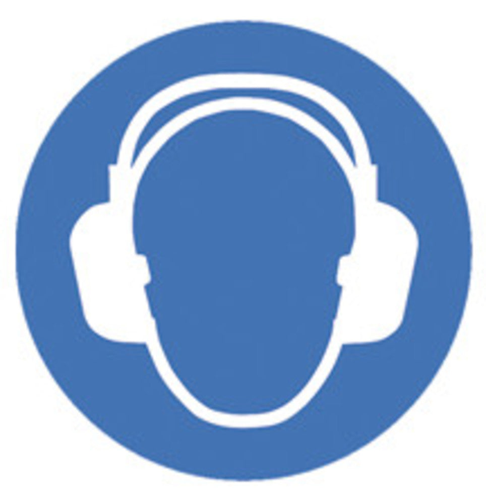 Safety symbols acc. to ISO 7010, Wear ear protection Ø 50 mm, 10 unit(s) - Luminix Health