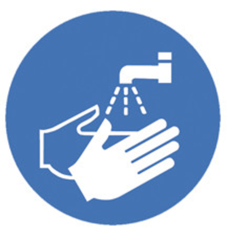 Safety symbols to ISO 7010, Wash hands Ø 200 mm, 1 unit(s) - Luminix Health