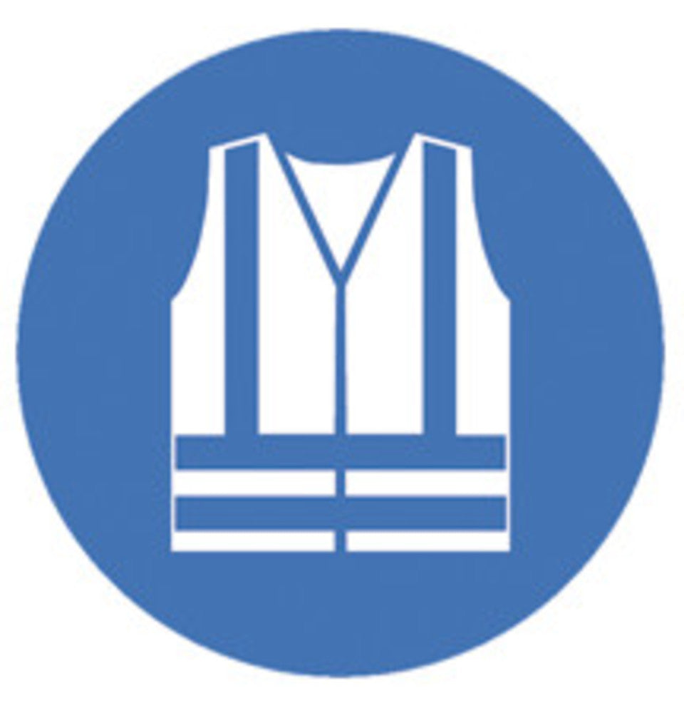 Safety symbols to ISO 7010, Wear safety vest Ø 100 mm, 1 unit(s) - Luminix Health