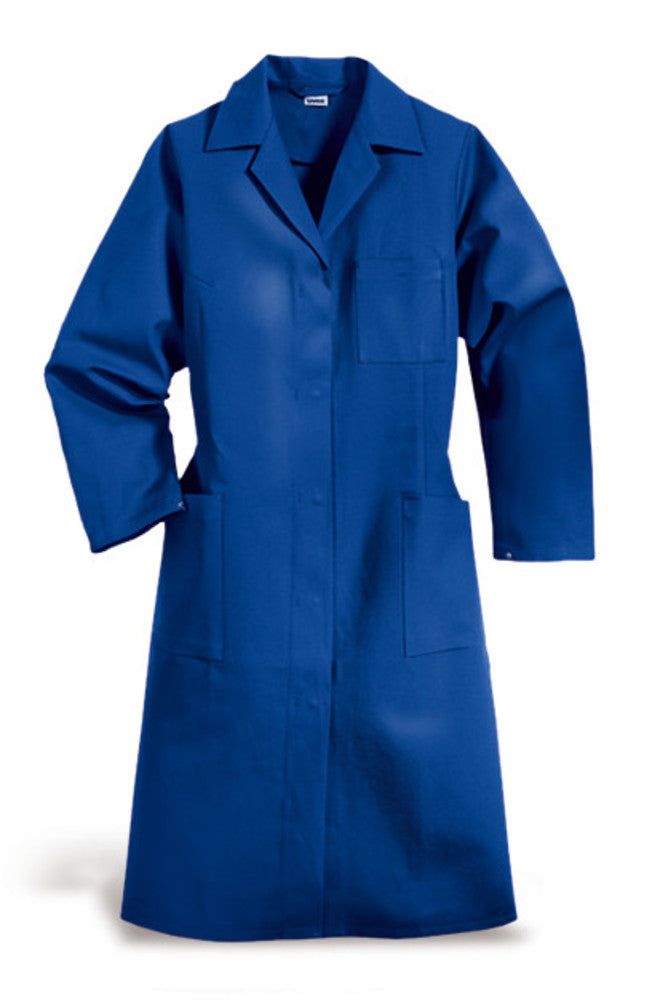 Ladies work coat, conflower blue, s. 40, 100 % cotton, long sleeves, 1 unit(s) - Luminix Health