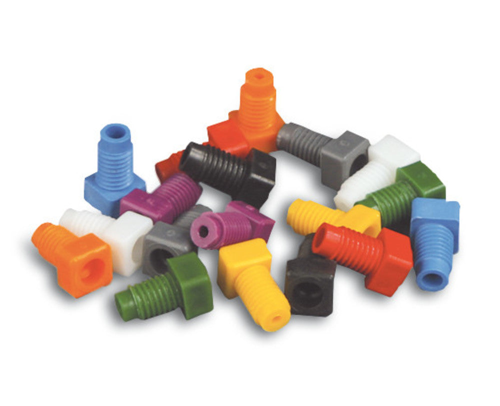 Banjo screws for hoses 1.6x3.2 mm, PP, red, ext. thread UNF 1/4 inch 28G - Luminix Health