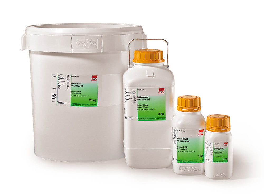 Sodium chloride, min. 99 %, Ph.Eur., USP, 500 g, plastic - Luminix Health