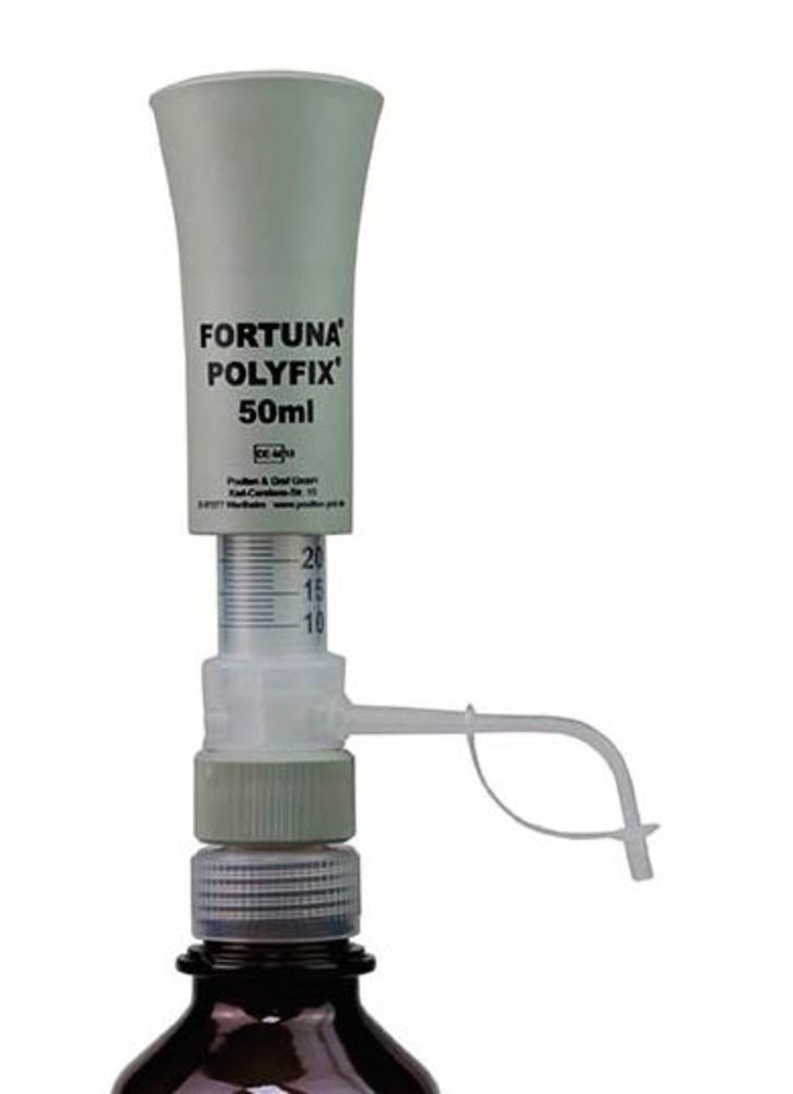 FORTUNA® POLYFIX® dispenser, 10-50 ml, calibrated dosing cylinder made of glass - Luminix Health