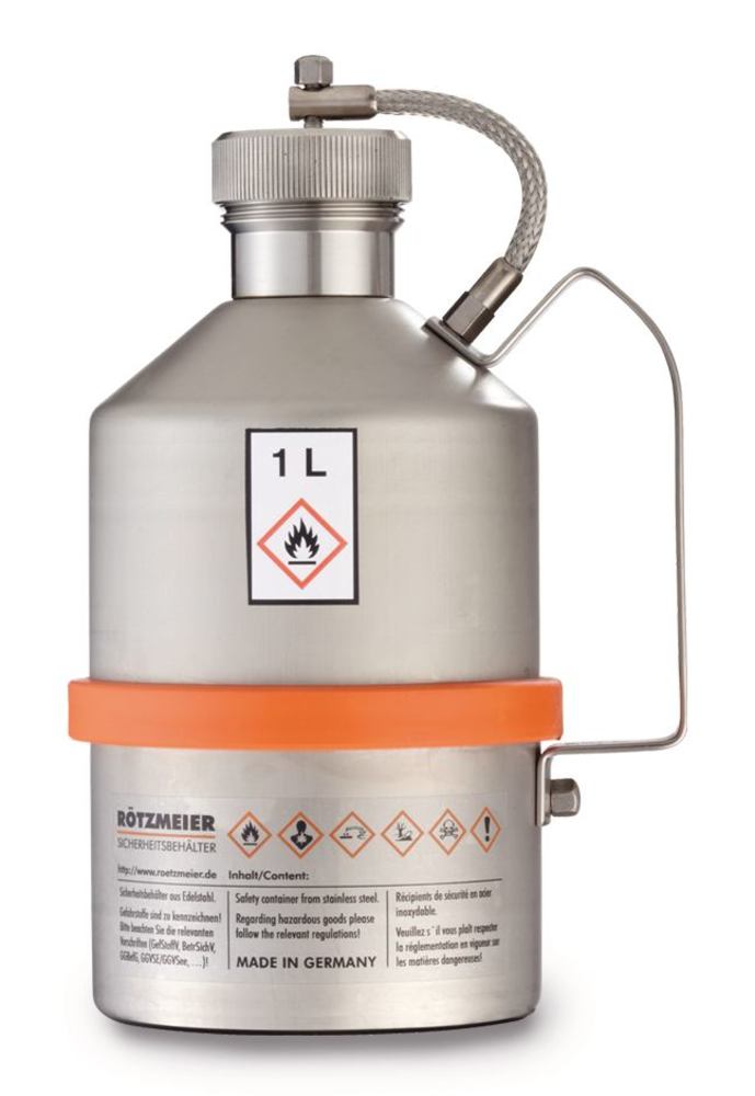 Safety laboratory can, stainless steel, with screw cap and UN-X-approved, 1 l - Luminix Health