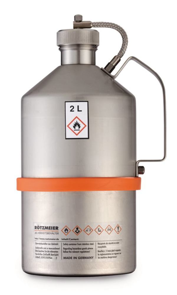 Safety laboratory can, stainless steel, with screw cap and UN-X-approved, 2 l - Luminix Health