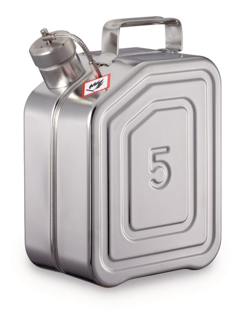 Safety canister, stainless steel, with screw cap and UN-X-approved, 5 l - Luminix Health