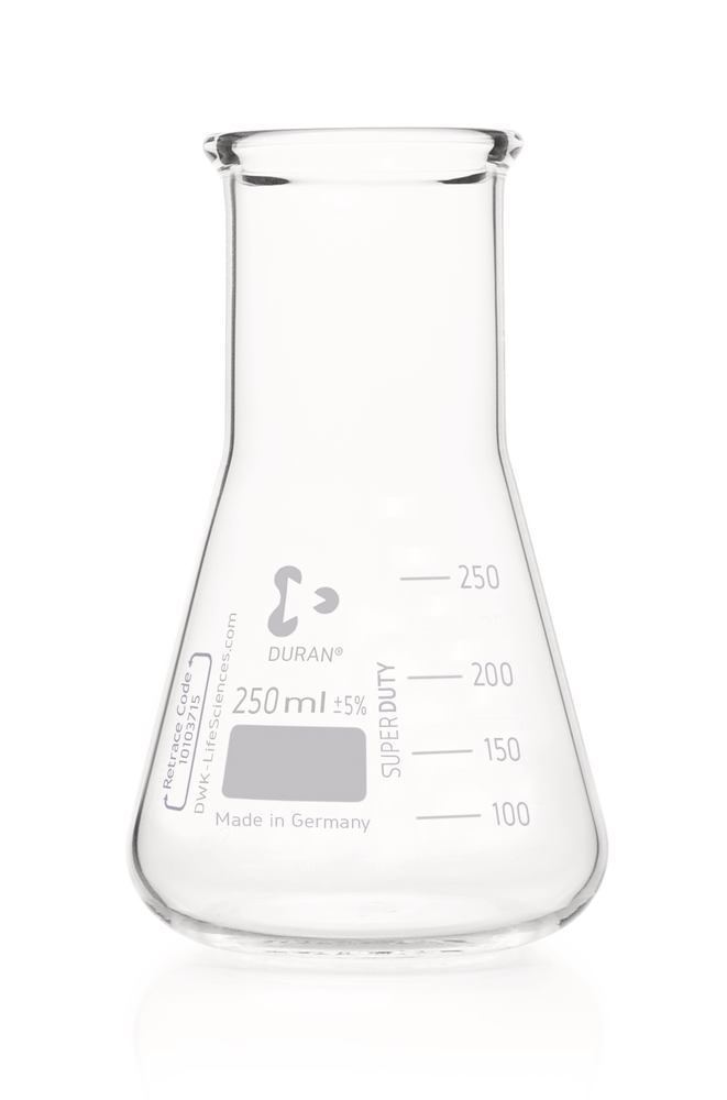 DURAN®-Super Duty wide neck Erlenmeyer, 100 ml, flask outer Ø 64 mm, H 105 mm - Luminix Health