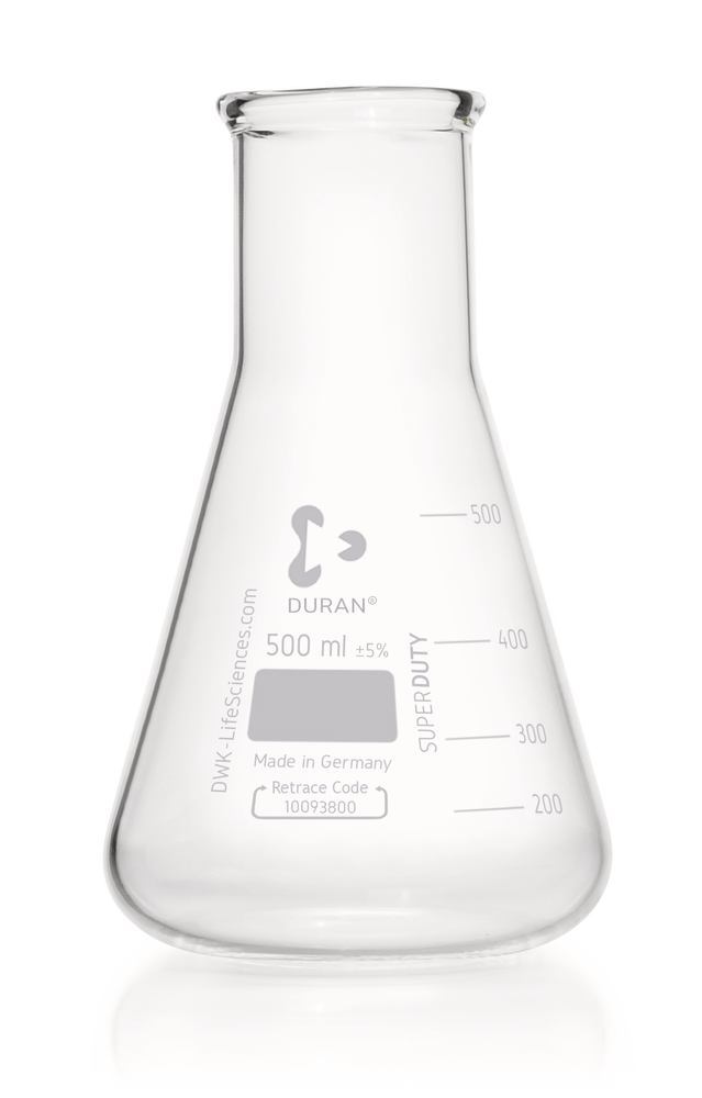 DURAN®-Super Duty wide neck Erlenmeyer, 500 ml, flask outer Ø 105 mm, H 175 mm - Luminix Health