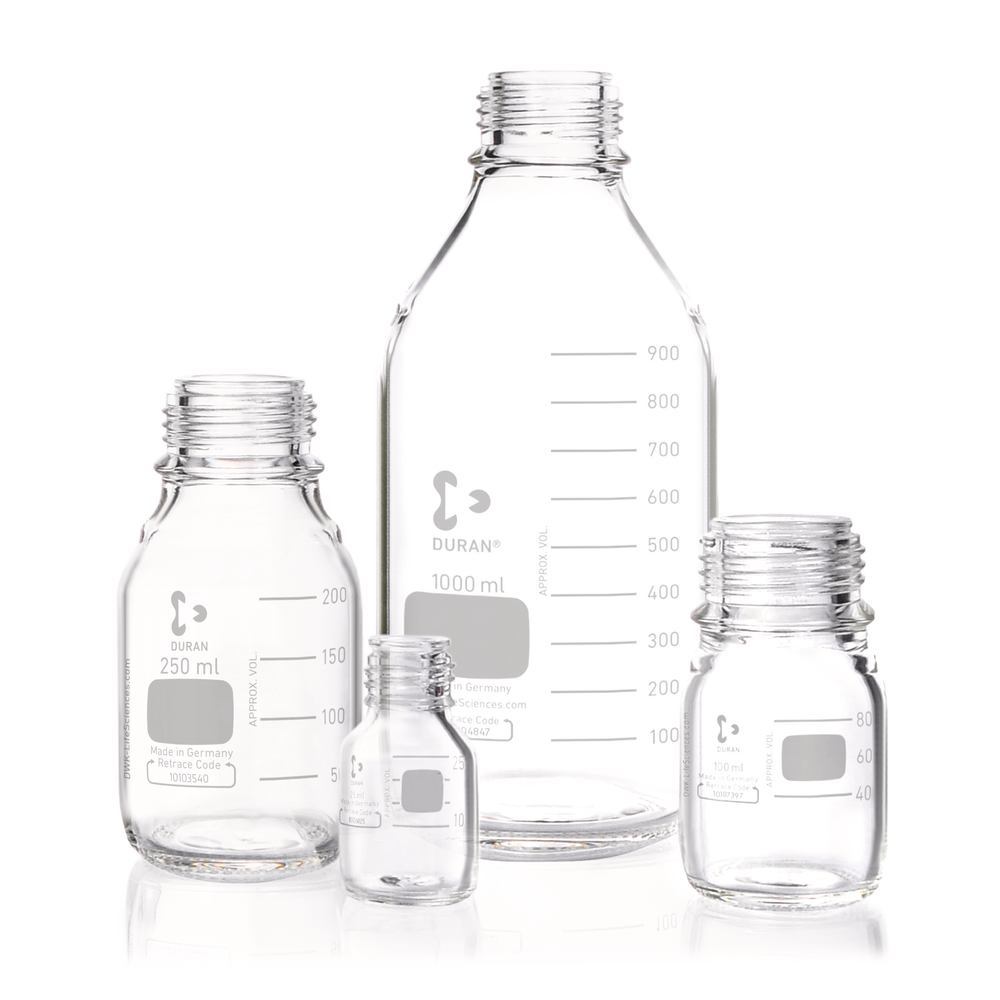 Screw neck bottle, DURAN®, transparent, without pouring spout ring + cap, 10 ml - Luminix Health