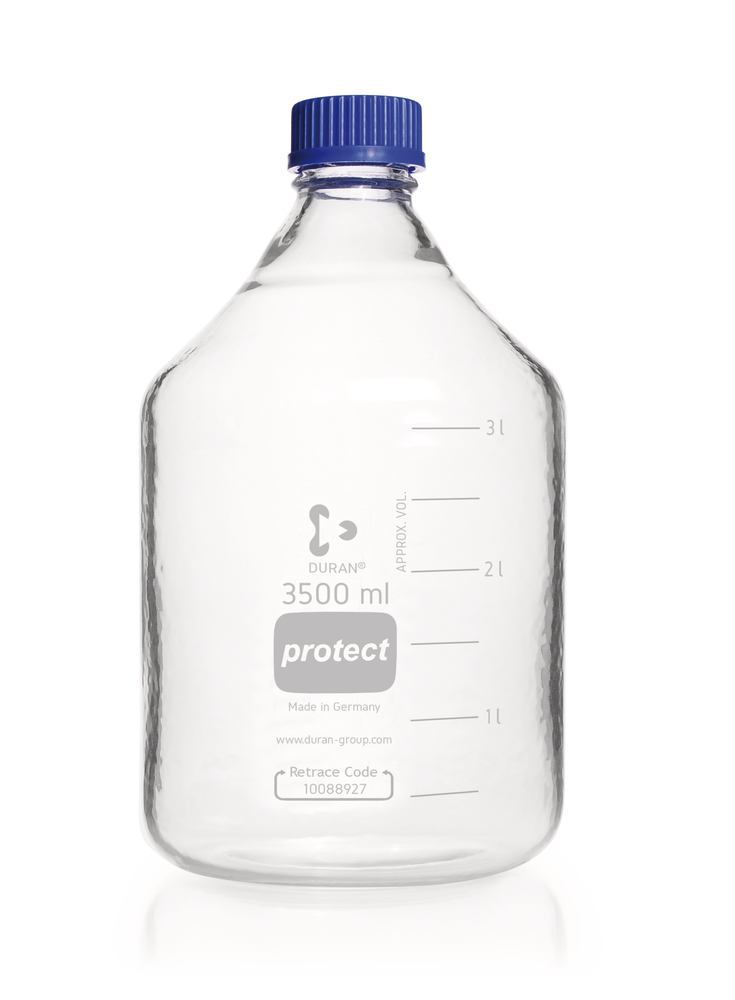 Screw top bottle, DURAN® Protect, w. pouring spout ring and cap, PP,3500ml - Luminix Health