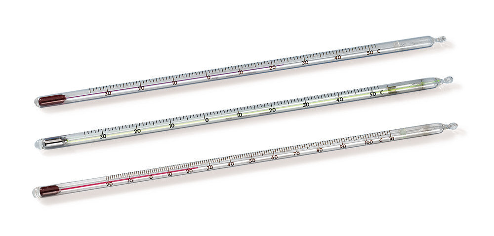 General-purpose stirring thermometer, special filling red, range -20 to +110°C - Luminix Health