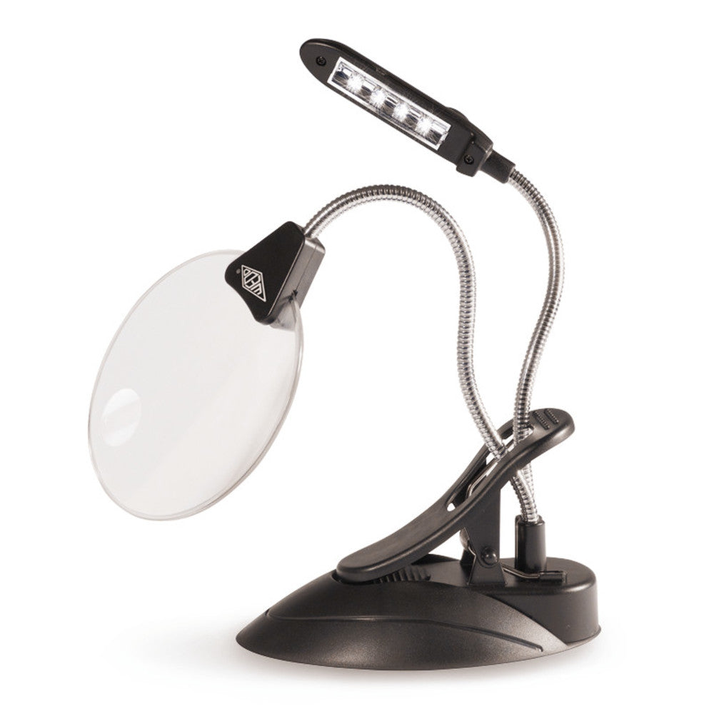 Desk magnifying glass with LED lamp, 2x / 4x magnification, 1 unit(s) - Luminix Health
