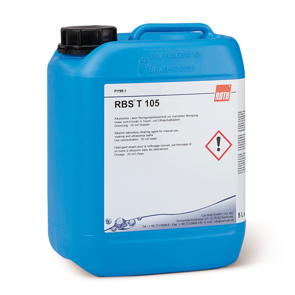 RBS® T 105 laboratory cleaning agent, liquid, pH basic, 5 l, plastic - Luminix Health