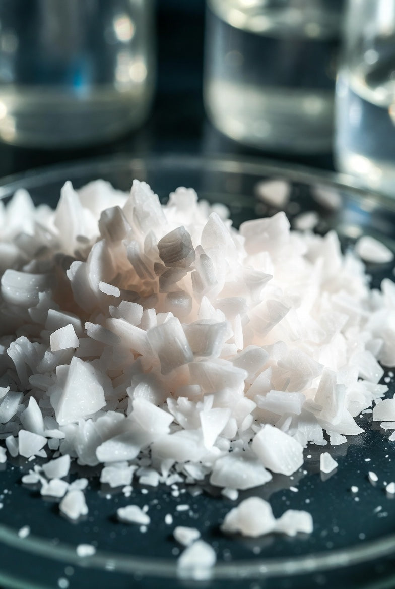 Image of Potassium hydroxide, min. 85 %, in flakes, 1 kg, plastic - Luminix Health