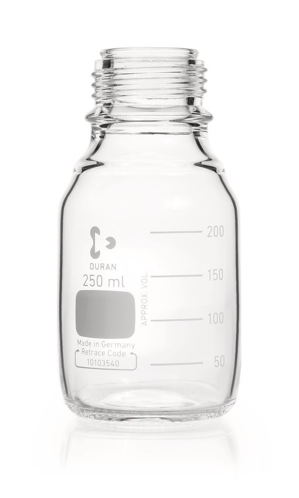 Screw top bottle DURAN® clear glass without pouring ring and screw cap, 250 ml - Luminix Health