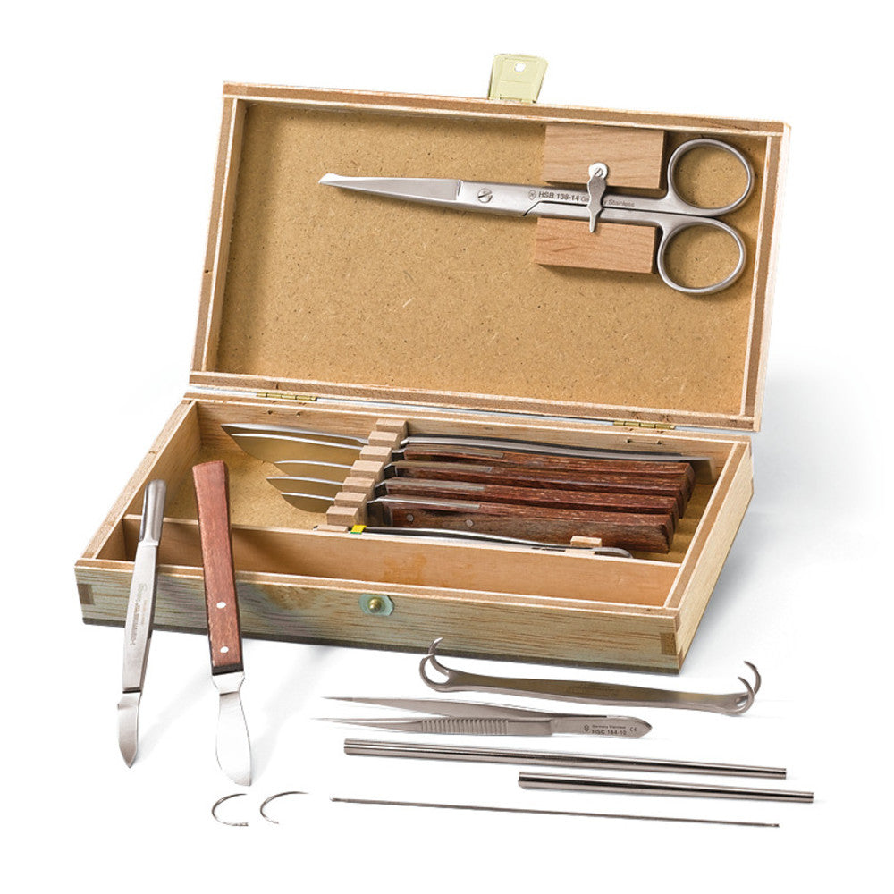 Dissecting set for anatomy, Premium, in wooden box, 13 pieces, 1 unit(s) - Luminix Health