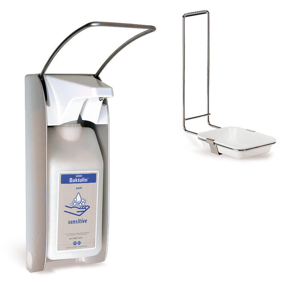 Soap a. disinfectant dispenser plus, for bottles 1000 ml, short arm lever - Luminix Health