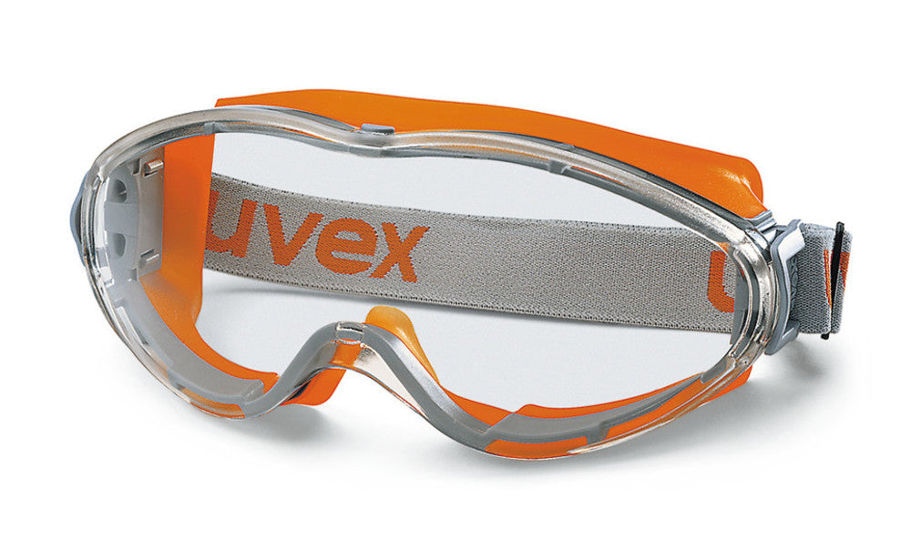 Full view goggles ultrasonic, by UVEX, acc. to EN 166, EN 170, PC, orange/grey - Luminix Health