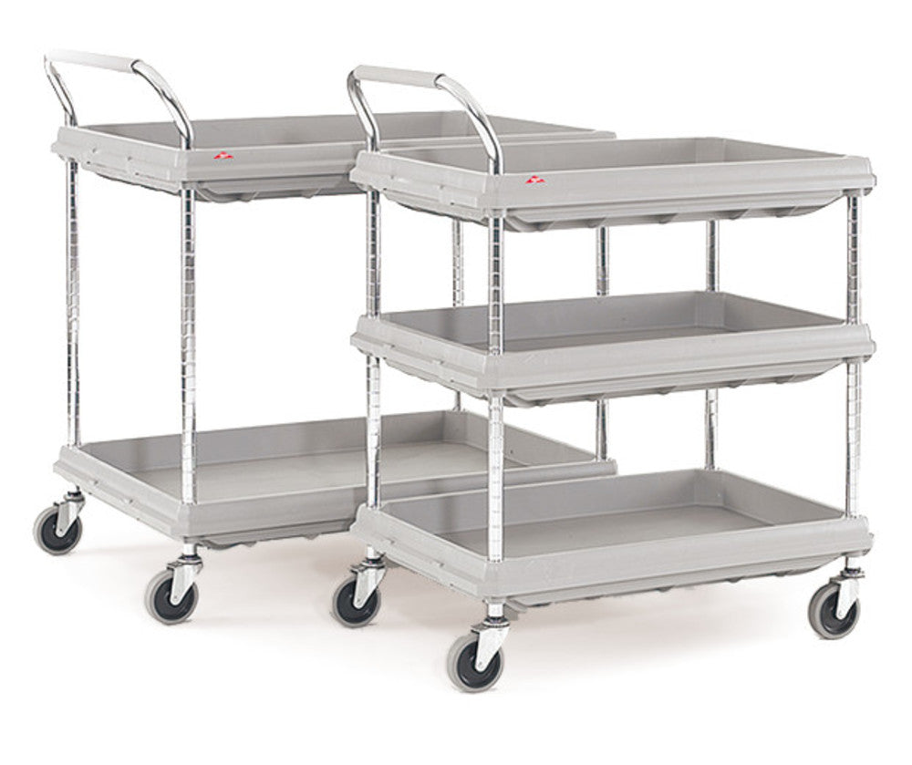 Shelf trolley plastic with tray shelves, 625 x 885 mm, Number of bases, 3 - Luminix Health
