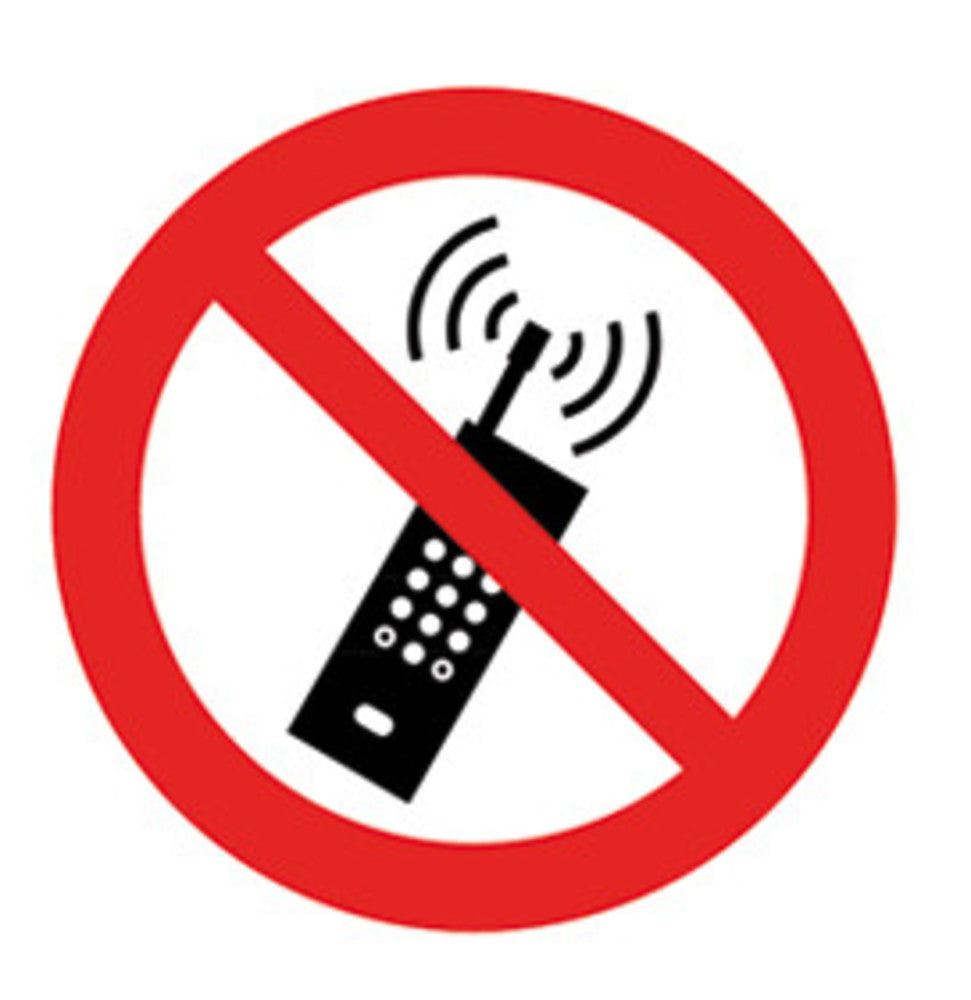 Image of Prohibition sign, self-adhes., doppels., no mobile phones, 1 unit(s) - Luminix Health