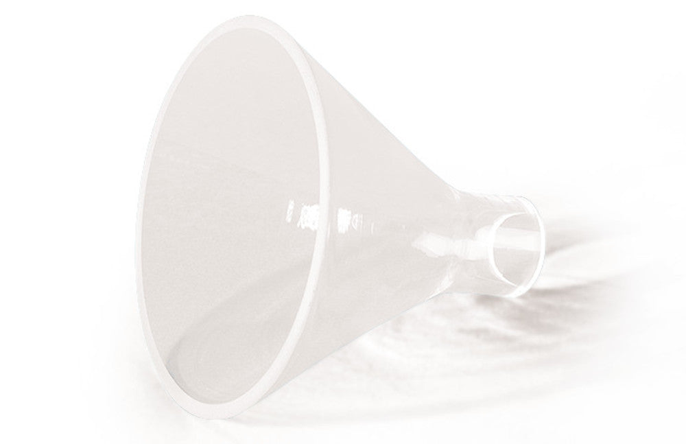 Powder funnels, borosilicate glass 3.3, rim-Ø outer 80 mm, L stem 25 mm - Luminix Health