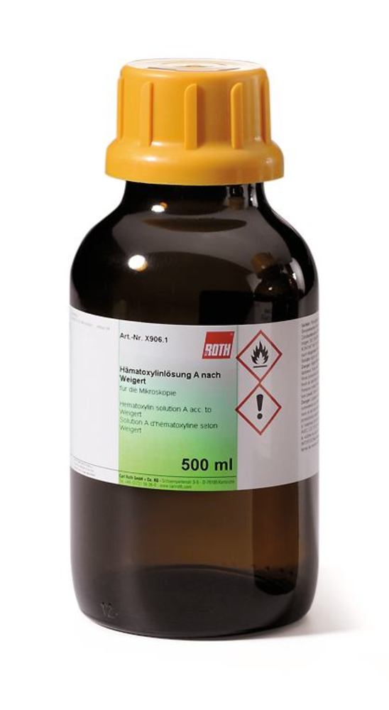 Hematoxylin solution A acc. to WEIGERT, for microscopy, 500 ml, glass - Luminix Health
