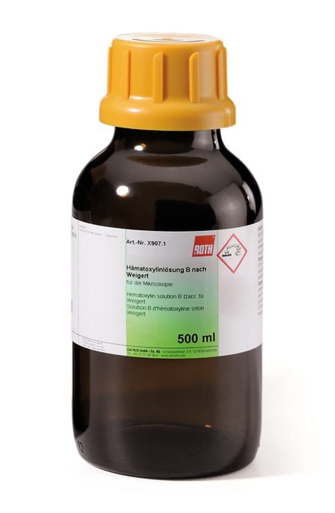 Hematoxylin solution B acc. to WEIGERT, for microscopy, 500 ml, glass - Luminix Health