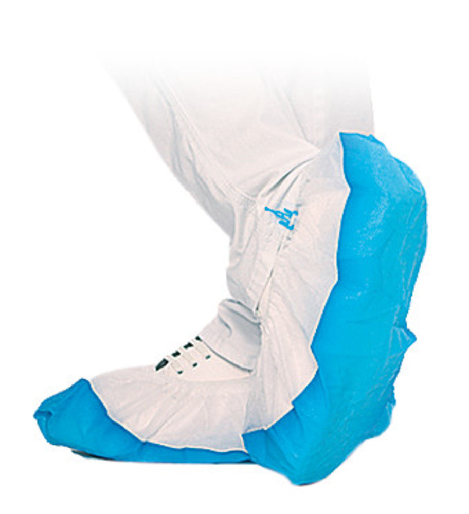 Fleece overshoes with CPE sole, white/blue, 44 cm, 70 unit(s) - Luminix Health