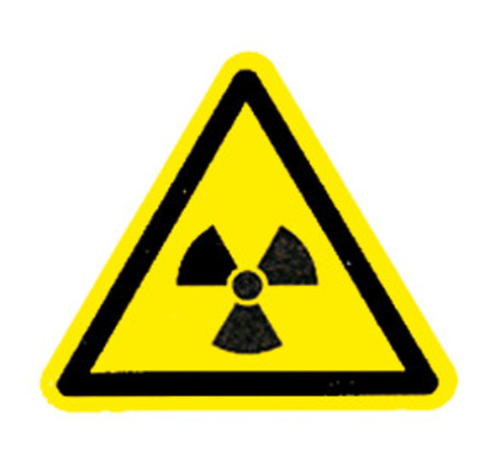 Warning sign, single label, PE film, Radioact. pow., ionis. pow., 200 mm - Luminix Health