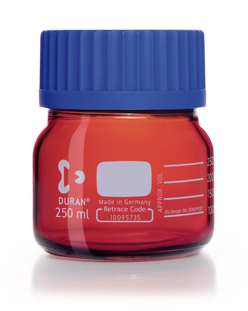 Wide-neck screw thread bottles DURAN®, brown glass, 0.25 l, GLS 80 thread - Luminix Health