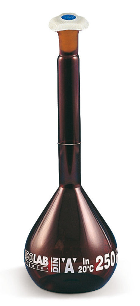 Volumetric flasks, cl. A, amber glass, borosilic. gl. 3.3, joint 14/23, 200 ml - Luminix Health