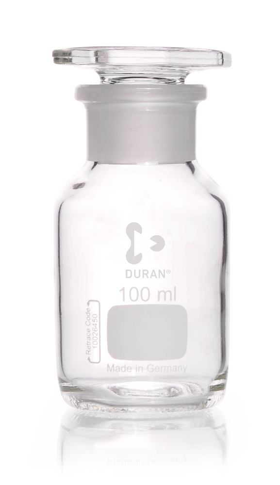 Wide neck storage bottle, glass stopper, DURAN®, clear, 100 ml, 1 unit(s) - Luminix Health