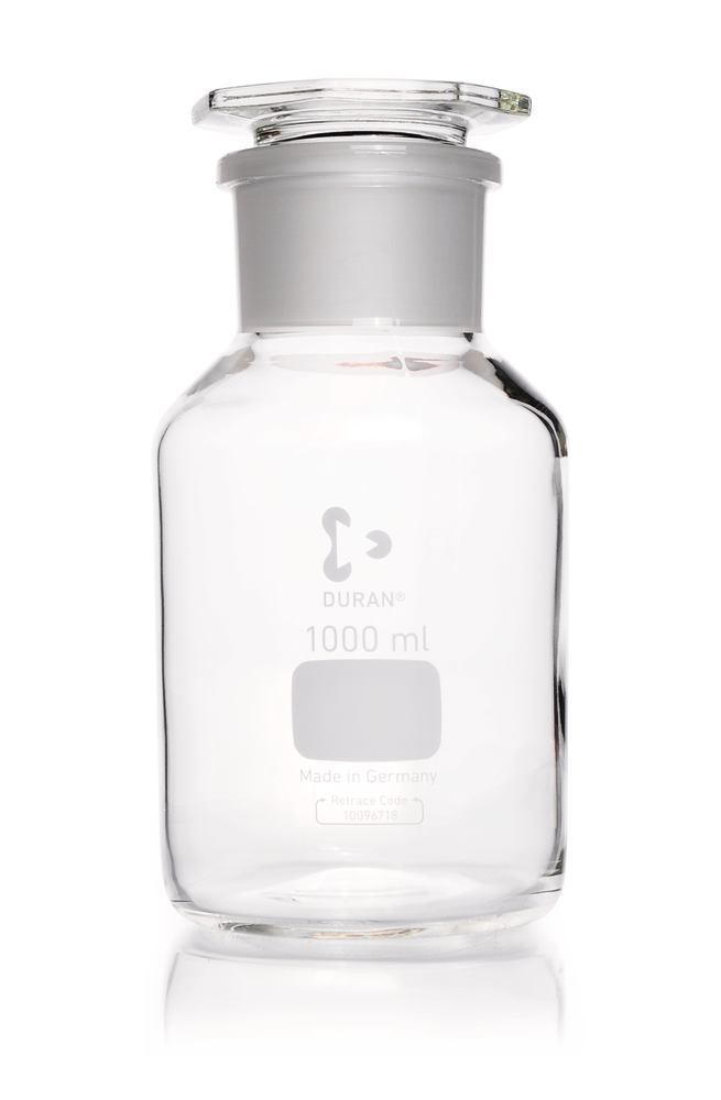 Wide neck storage bottle, glass stopper, DURAN®, clear, 1000 ml, 1 unit(s) - Luminix Health
